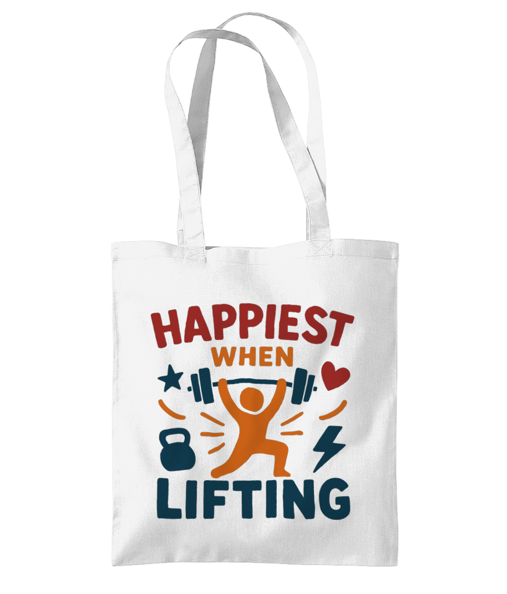 Happiest When Lifting Tote Bag