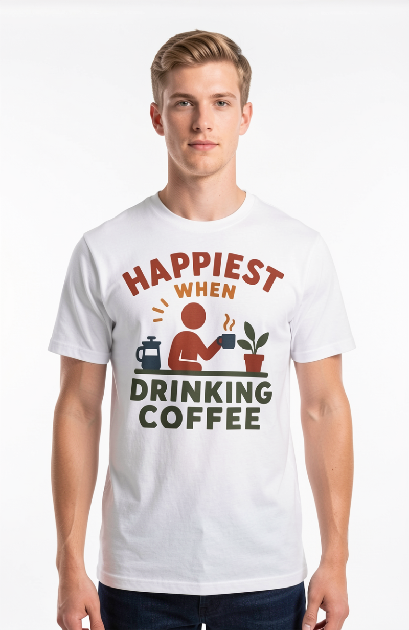 Happiest When Drinking Coffee T-Shirt
