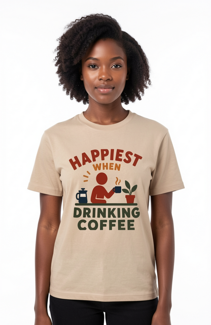Happiest When Drinking Coffee T-Shirt
