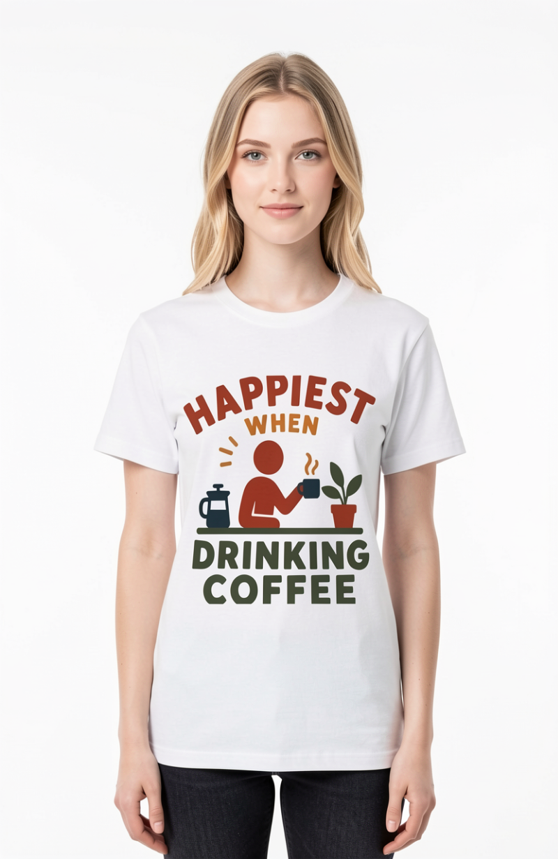 Happiest When Drinking Coffee T-Shirt