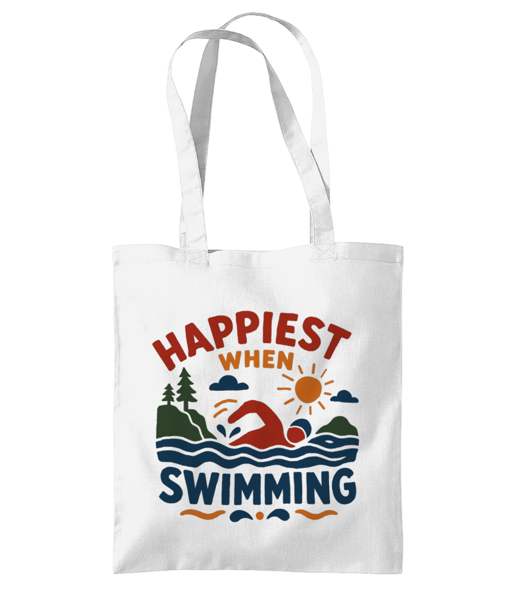 Happiest When Swimming Tote Bag